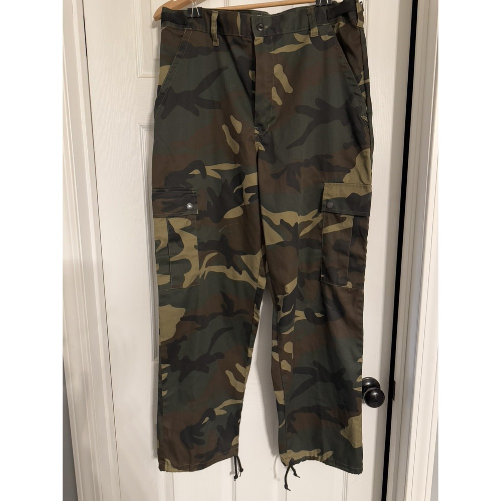 Northwest Territory Pants Men's Large Cargo Woodland Camo Hunting Adjustable VTG